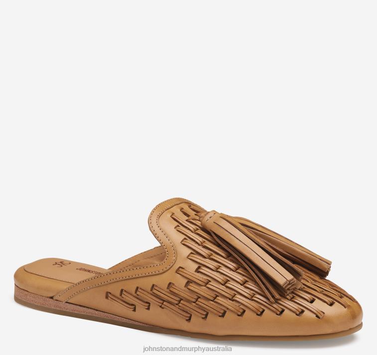Shoes Tan Calfskin XB6RX1265 Johnston & Murphy Women Belle Woven Slip-On - Image 1