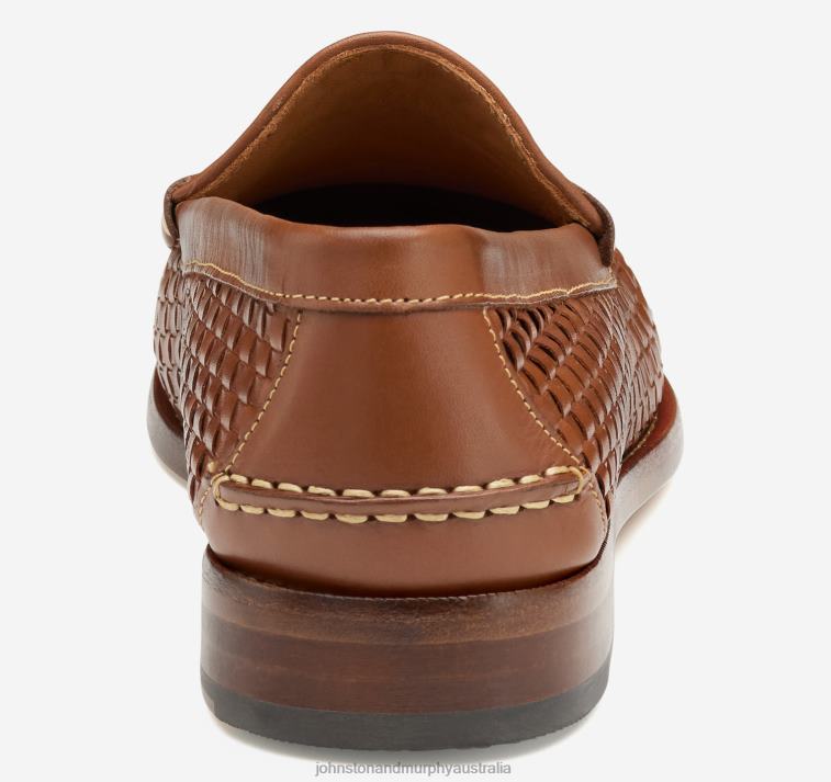 Shoes Tan Full Grain XB6RX147 Johnston & Murphy Men Halstead Woven Penny - Image 3