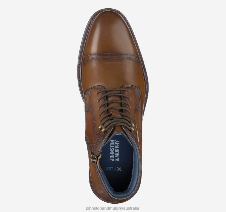 Shoes Tan Full Grain XB6RX233 Johnston & Murphy Men XC Flex Raleigh Cap Toe Zip Boot - Image 2