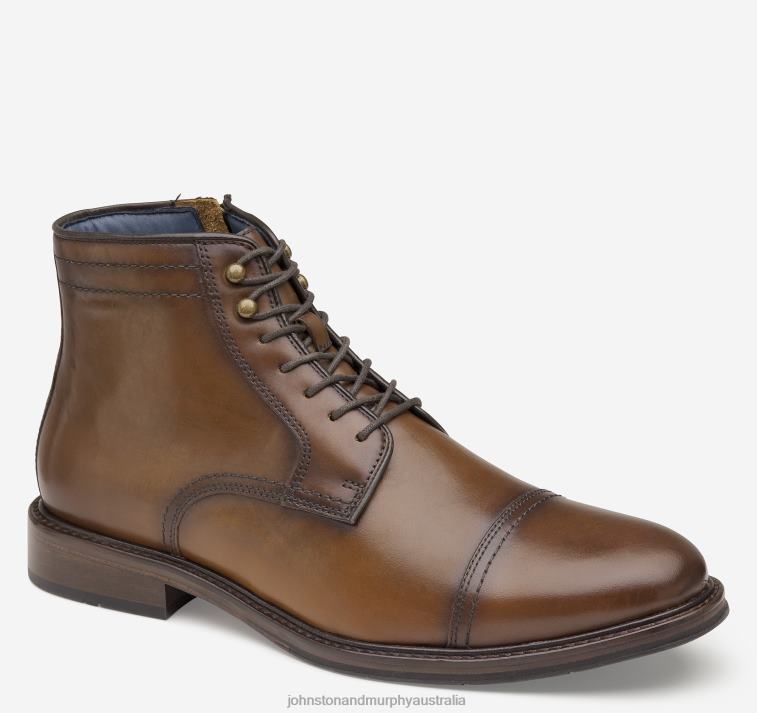 Shoes Tan Full Grain XB6RX233 Johnston & Murphy Men XC Flex Raleigh Cap Toe Zip Boot - Image 1