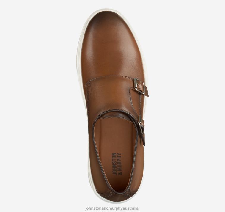 Shoes Tan Full Grain XB6RX240 Johnston & Murphy Men Hollins Double-Buckle Monk Strap - Image 2