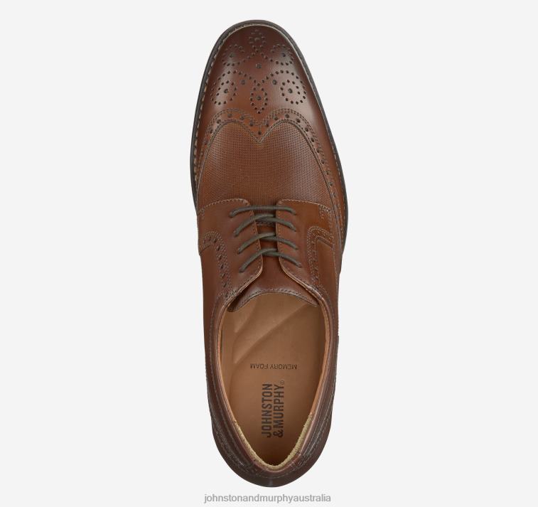 Shoes Tan Full Grain XB6RX329 Johnston & Murphy Men Lewis Embossed Wingtip - Image 2