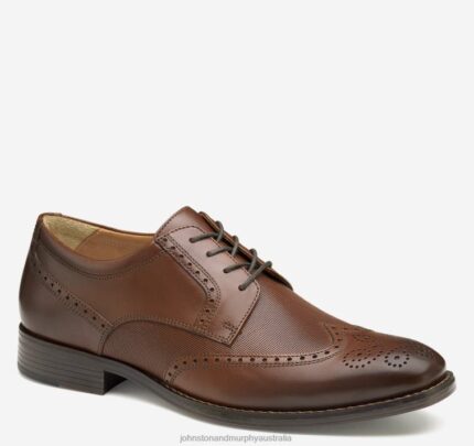 Shoes Tan Full Grain XB6RX329 Johnston & Murphy Men Lewis Embossed Wingtip