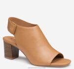 Shoes Tan Glove Leather XB6RX1198 Johnston & Murphy Women Evelyn Open-Toe Bootie