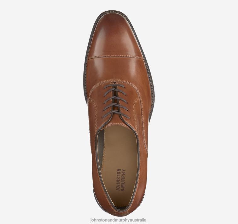 Shoes Tan Italian Calfskin XB6RX160 Johnston & Murphy Men Meade Cap Toe - Image 2