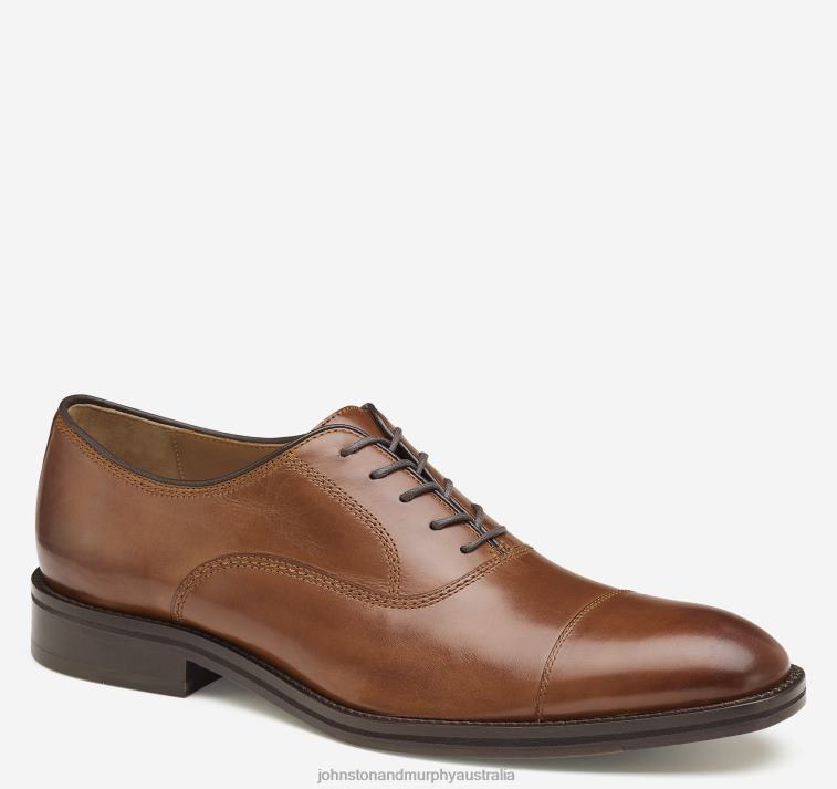 shoes_tan_italian_calfskin_xb6rx160_johnston_murphy_men_meade_cap_toe.jpg Shoes Tan Italian Calfskin XB6RX160 Johnston & Murphy Men Meade Cap Toe - Image 1