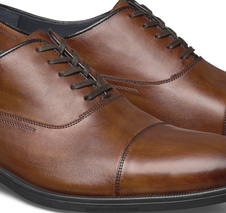 Shoes Tan Italian Calfskin XB6RX190 Johnston & Murphy Men Flynch Cap Toe - Image 5