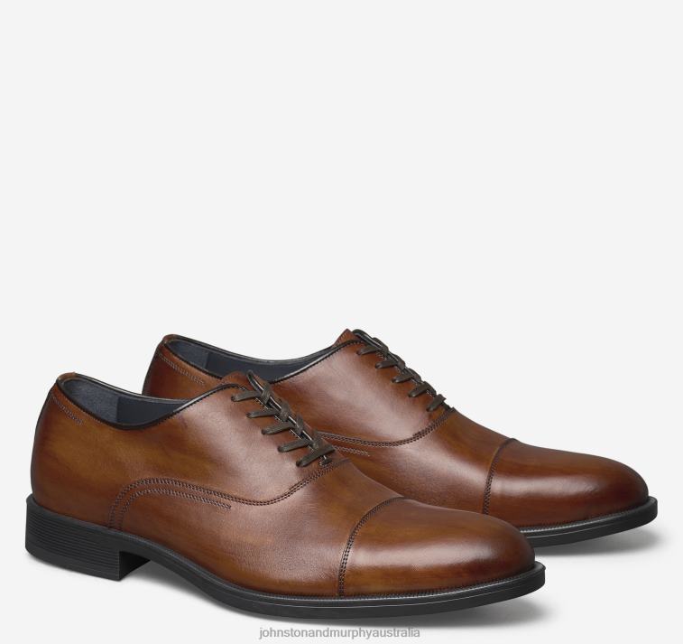 shoes_tan_italian_calfskin_xb6rx190_johnston_murphy_men_flynch_cap_toe.jpg Shoes Tan Italian Calfskin XB6RX190 Johnston & Murphy Men Flynch Cap Toe - Image 1