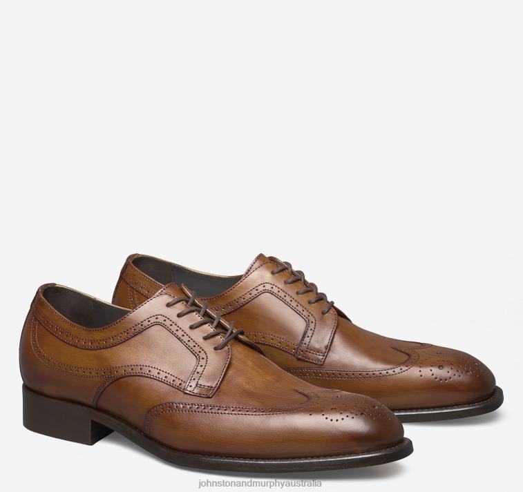 shoes_tan_italian_calfskin_xb6rx237_johnston_murphy_men_ellsworth_wingtip.jpg Shoes Tan Italian Calfskin XB6RX237 Johnston & Murphy Men Ellsworth Wingtip - Image 1