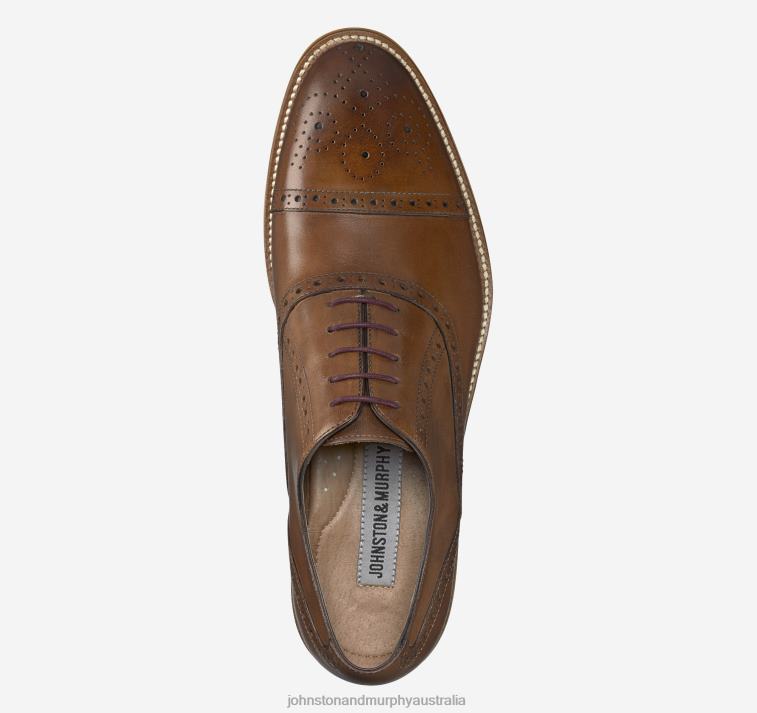 Shoes Tan Italian Calfskin XB6RX37 Johnston & Murphy Men Conard Cap Toe - Image 2