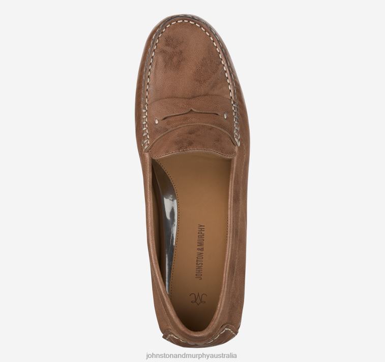 Shoes Tan Italian Washed Sheepskin XB6RX1218 Johnston & Murphy Women Maggie Penny - Image 4