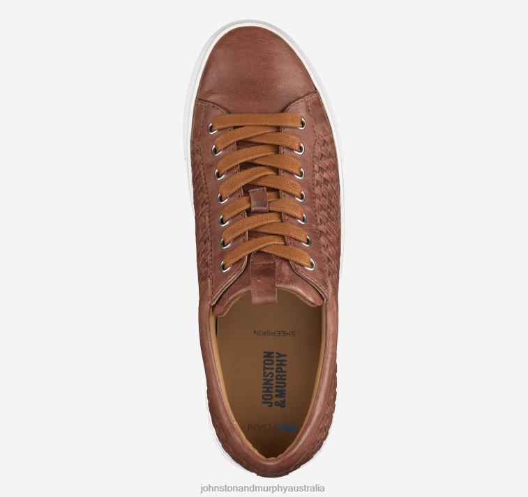 Shoes Tan Italian Washed Sheepskin XB6RX136 Johnston & Murphy Men Banks Woven Lace-To-Toe - Image 2