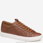 Shoes Tan Italian Washed Sheepskin XB6RX136 Johnston & Murphy Men Banks Woven Lace-To-Toe