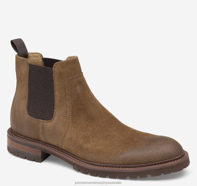 Shoes Tan Oiled Suede XB6RX285 Johnston & Murphy Men Barrett Chelsea Boot - Image 1