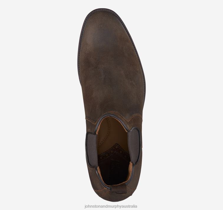 Shoes Tan Waxed Suede XB6RX259 Johnston & Murphy Men Henrick Chelsea Boot - Image 2