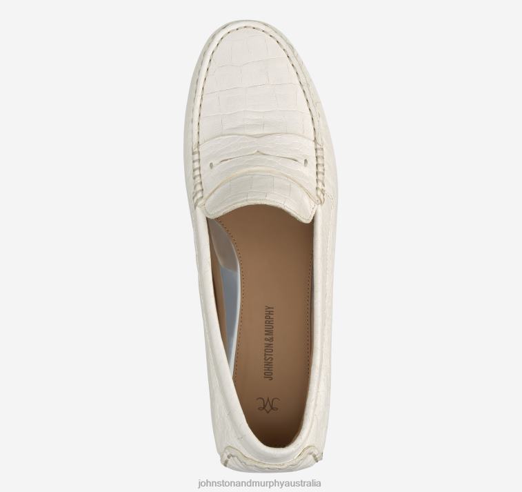 Shoes White Croc Embossed Sheepskin XB6RX1272 Johnston & Murphy Women Maggie Penny - Image 2