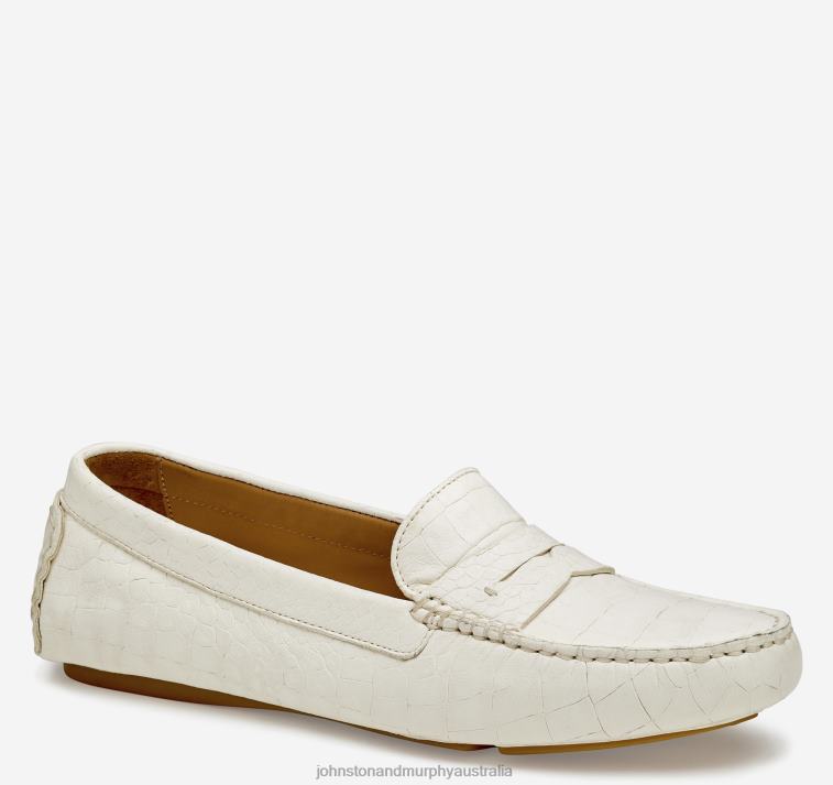 Shoes White Croc Embossed Sheepskin XB6RX1272 Johnston & Murphy Women Maggie Penny - Image 1