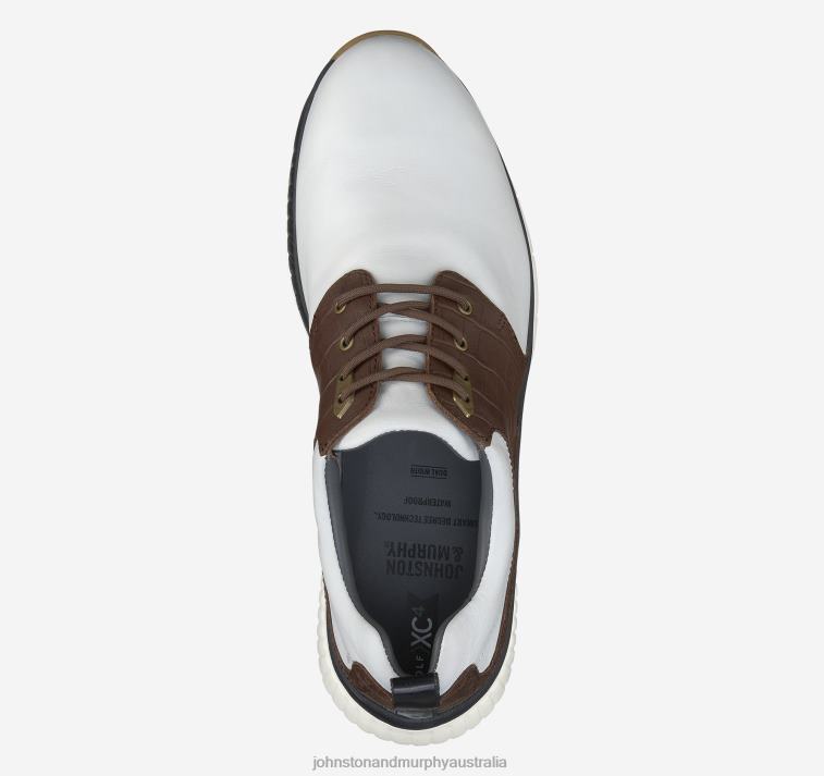 Shoes White/Mahogany Croc-Embossed Full Grain XB6RX364 Johnston & Murphy Men XC4 H2-Luxe Hybrid Saddle - Image 2
