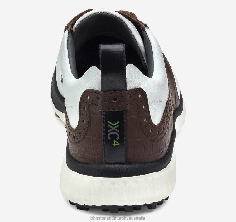 Shoes White/Mahogany Croc-Embossed Full Grain XB6RX364 Johnston & Murphy Men XC4 H2-Luxe Hybrid Saddle - Image 3