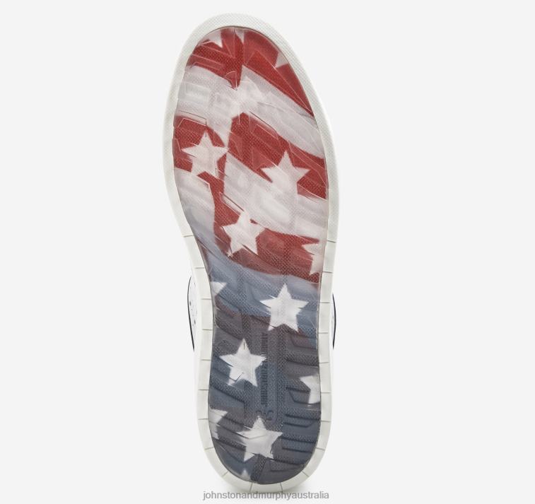 Shoes White/Navy/Red Calfskin XB6RX1225 Johnston & Murphy Women Madison Perfed Hybrid - Image 6